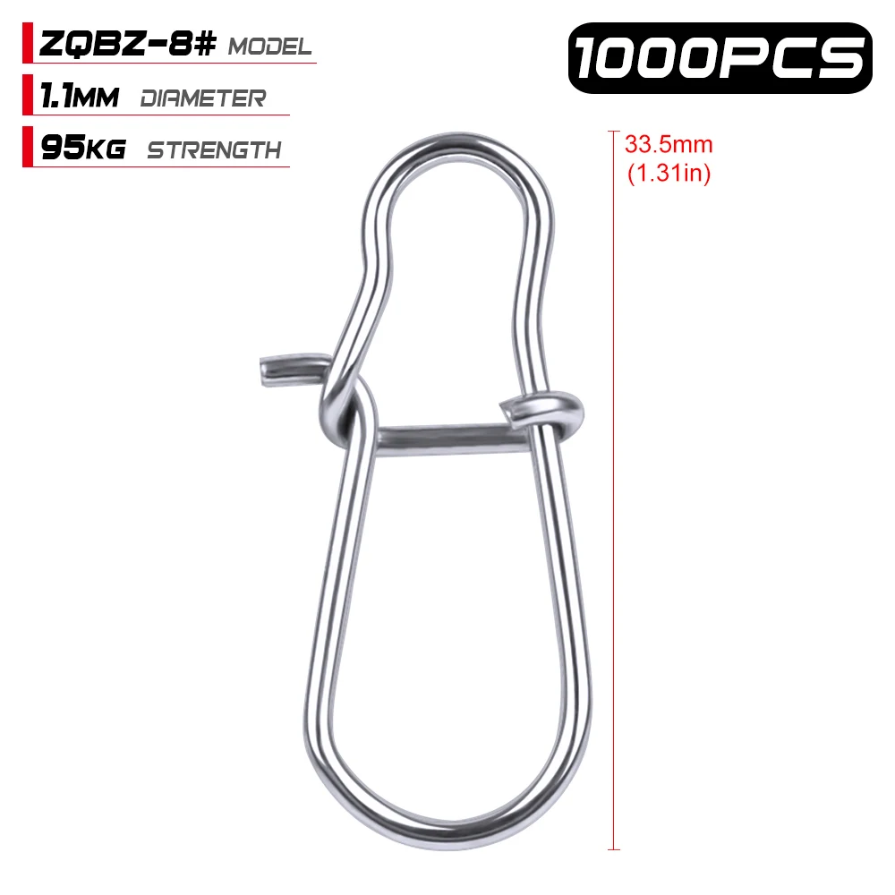 ZQBZ 8 1000 шт. NiceFastlock защелкивающийся рыболовный бочонок, Вертлюг, безопасная защелка 12 мм-33,5 мм, вертлюг 0#-8#, Вертлюги для рыбалки - Цвет: ZQBZ 8