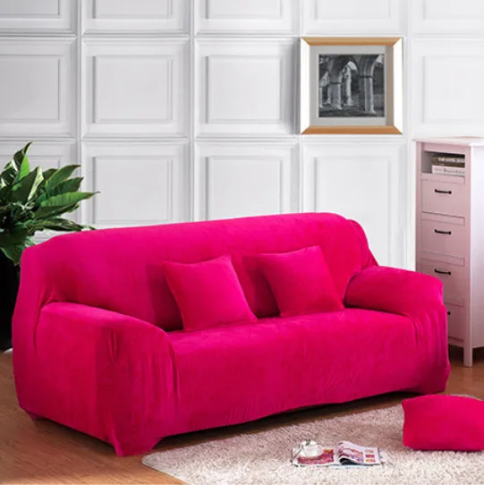 rose red Толстый бархатный плюшевый диван Slipcover Pixel стрейч Модный чехол для дивана серый, фиолетовый чехол для дивана анти-клещи Manta теплое использование гостиной - Цвет: rose red