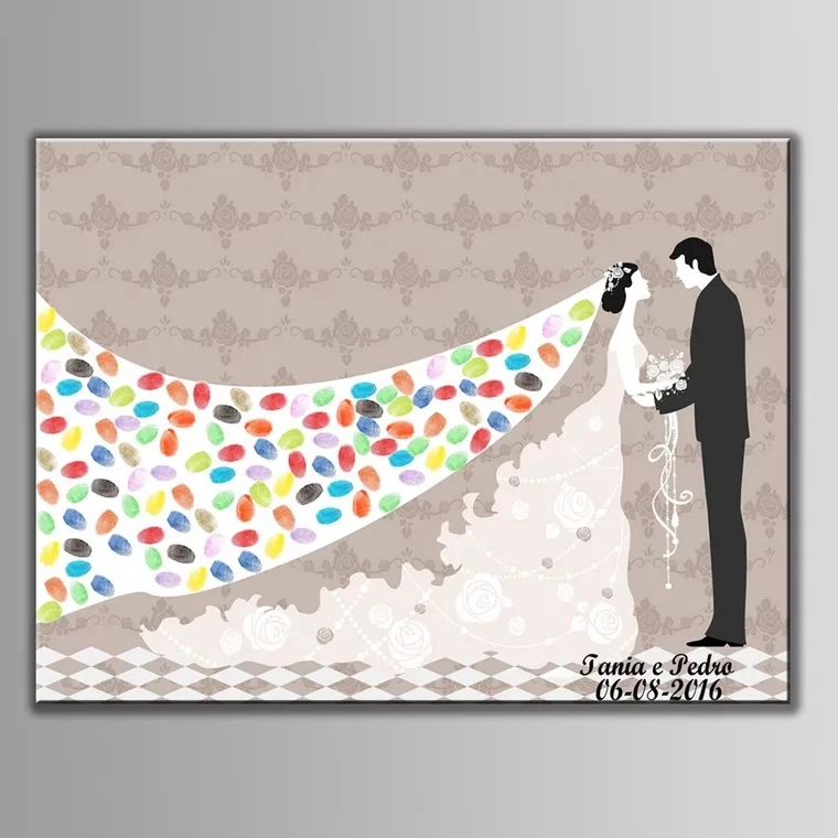 

Personalized Custom Names and date Bride And Groom Wedding Guestbook Fingerprint Sign Engagement Party & Wedding Decoration