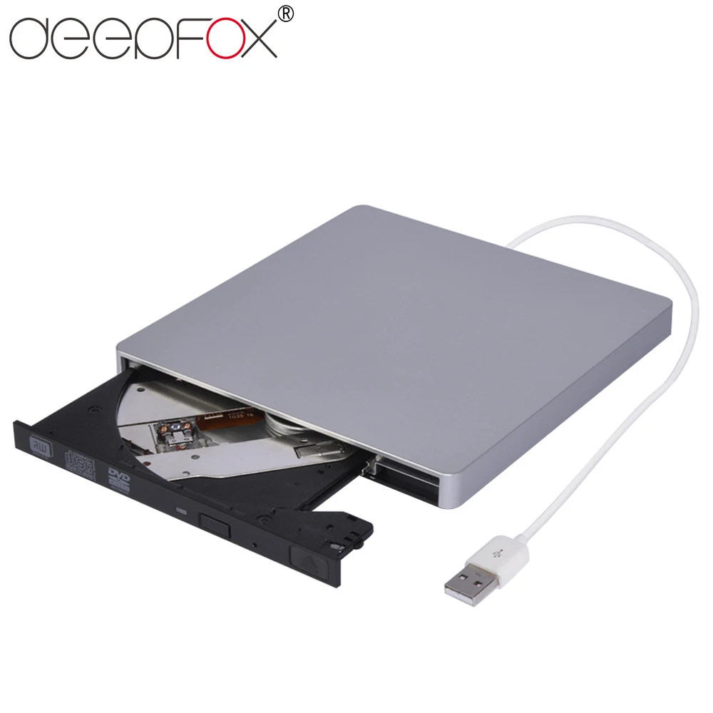 

Внешний оптический привод Deepfox, USB 2,0 DVD/CD-накопитель, тонкий портативный DVD RW драйвер для ноутбука MacBook, ноутбука, настольного ПК