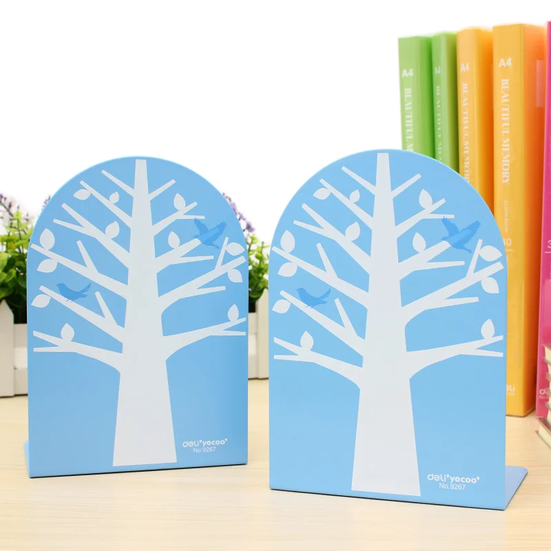1 пара/лот 3-Color Tree-Imaged Metal Bookend SL00011 | Канцтовары для офиса и дома