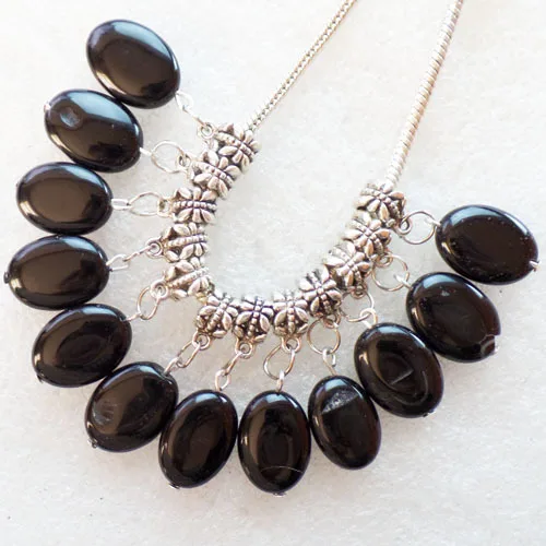 24 шт. Черная Овальная подвеска Агаты подходит для европейского браслета ожерелье