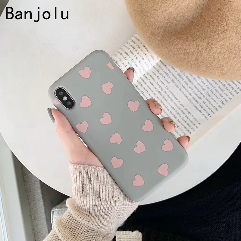 Banjolu новые модные милые маленькие чехлы для телефонов с сердечками iPhone X XR XS MAX 8 7 6