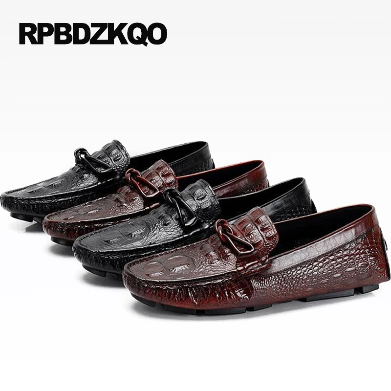 Men Casual Shoes Hot Sale Burgundy Black Alligator Loafers Cow Leather Slip On Real Crocodile 2017 Fashion Genuine Moccasins | Обувь