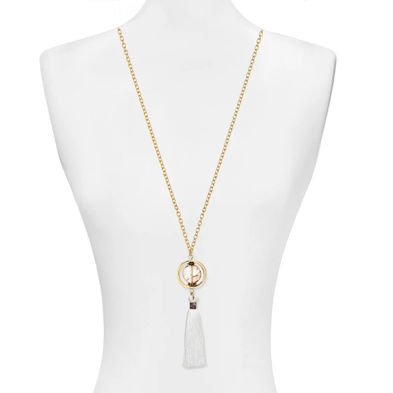 Ожерелье женское из цинкового сплава с натуральным камнем подвеска кисточками