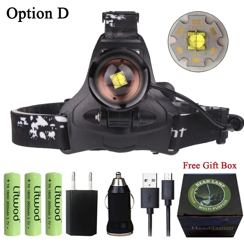 OPtion D Litwod Z25 светодиодный налобный фонарь XHP70.2 перезаряжаемый налобный светильник 5000лм высокой мощности для рыбалки xhp70 xhp50 налобный фонарь zoom светильник - Испускаемый цвет: OPtion D