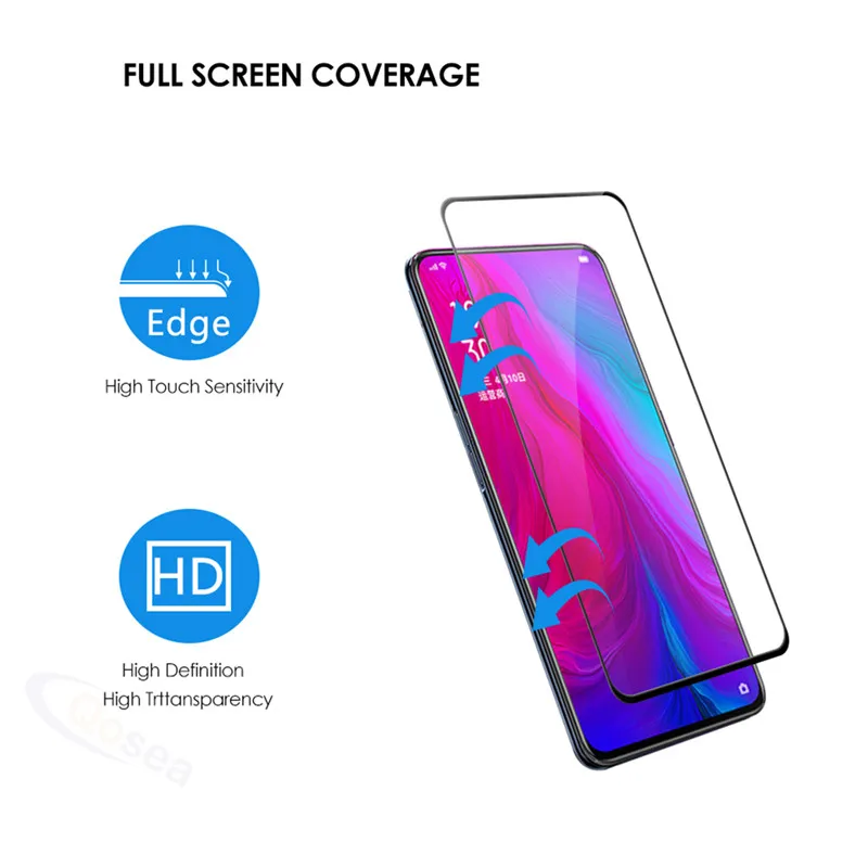 Qosea телефон экран протектор для OPPO Reno 10X Zoom закаленное стекло ультра тонкий 4D