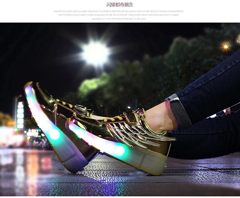 Мальчиков shoeschildren светодиодный светильник обувь Дети Sneakes с колесами Детские Роликовые кроссовки для маленьких детей светящиеся кроссовки для девочек Роликовые кроссовки