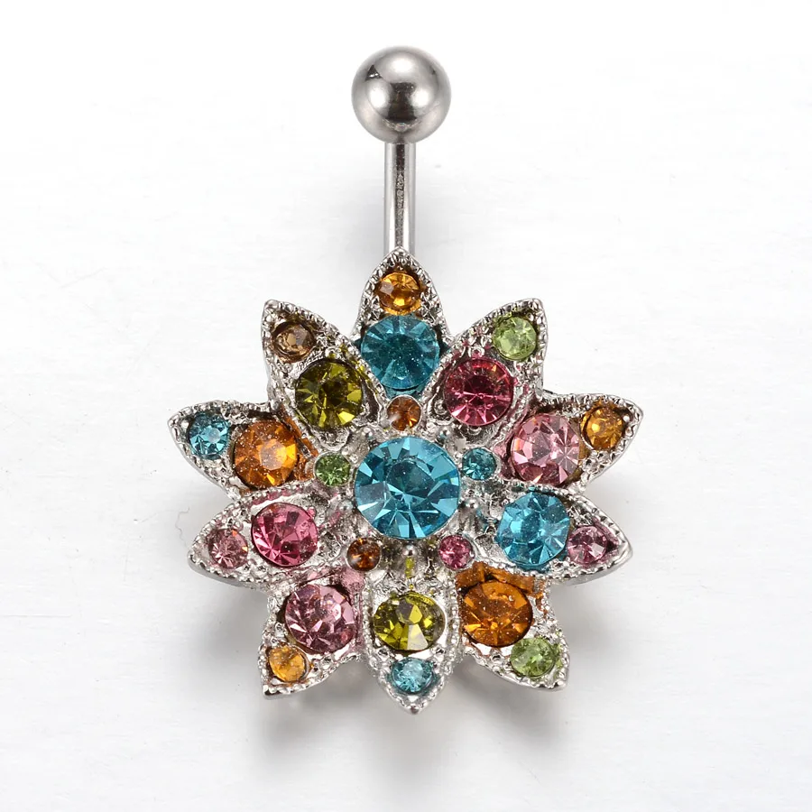 Кольцо из нержавеющей стали с пупырчатыми кнопками 1 шт. цветные Кристальные