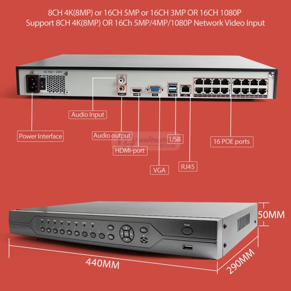 H.265 16CH POE NVR 4K 5MP 1080P Onvif POE сеть 48 в 16 POE видео рекордер HDMI P2P PC и мобильный вид P2P CCTV комплект видеонаблюдения
