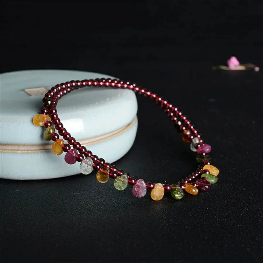 Женское Ожерелье Из Натурального Красного граната длинная цепочка из