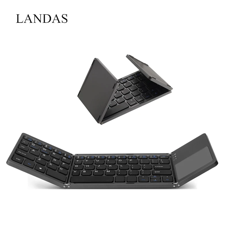 Portable Touchpad Folding Keyboard Bluetooth Wireless For iPad Tablet Keyboard Rechargeable Twice Fold Keypad For IOS Android