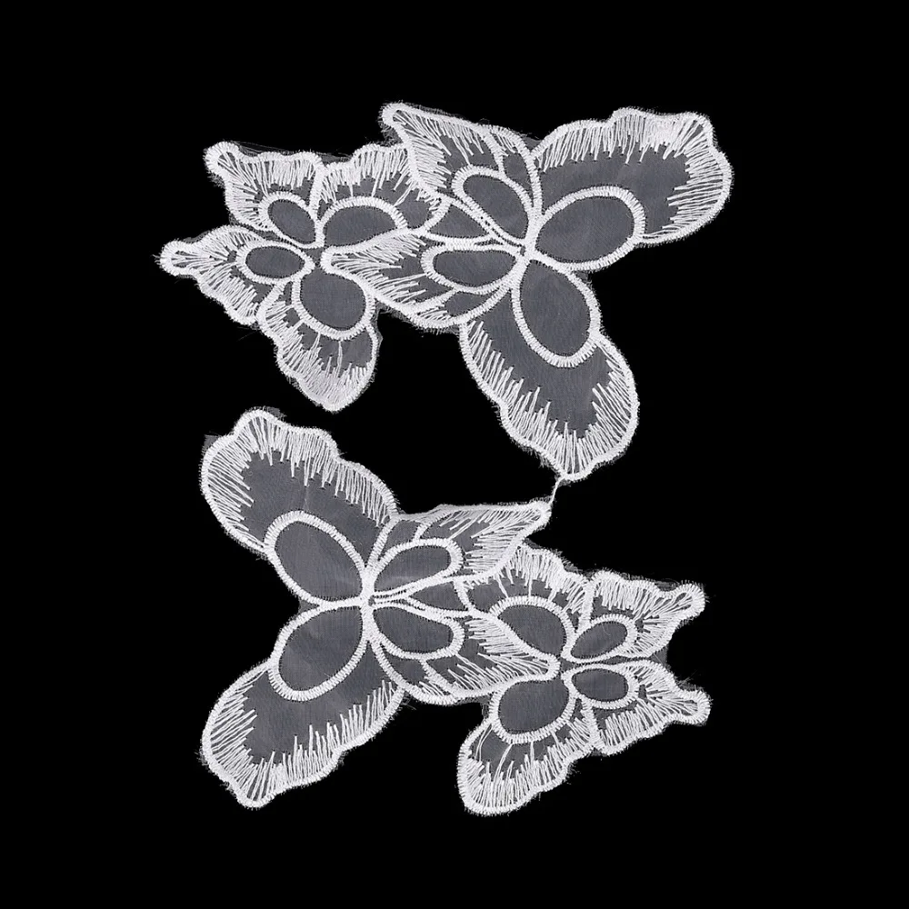 Smiry 1Pair White Butterfly Lace Embroidery Appliqued Flower Leaves Collar Fabrics for Sewing Supplies Crafts | Дом и сад