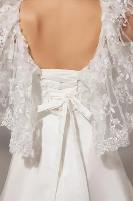 VENSANAC Boat Neck Lace Appliques Sweep Train A Line Wedding Dresses 2018 Ruffles Short Sleeve Backless Bridal Gowns | Свадьбы и