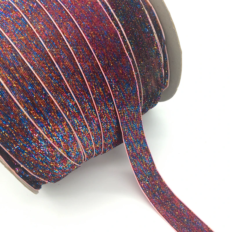Glitter Multicolor02 3 ярда "(25 мм) широкая блестящая бархатная лента повязка на голову зажимы бант свадебное украшение - Цвет: Glitter Multicolor02