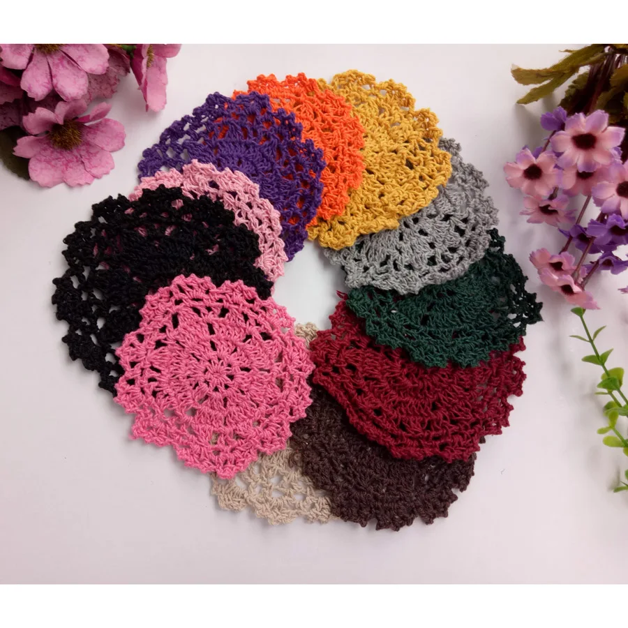 50 шт./лот Ручной крюк цветок Coaster 10 см кружевные цветы Оптовая Продажа Салфетка