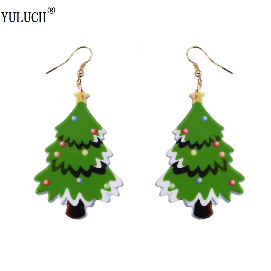 YULUCH 2018 Новое поступление милые серьги рождественские висячие золотые