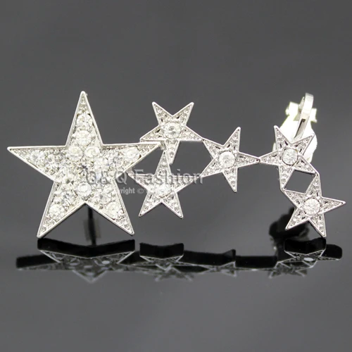 Блоггер Fav съемка звезда кристалл инкрустация уха Запонки шпилька обертывание