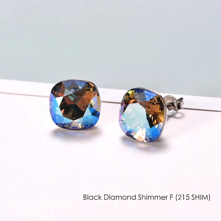 215 SHIM Crystals From Swarovski Stud Earrings For Women New Fashion Sterling silver Earrings Piercing Earring Elegant Wedding Jewelry - Окраска металла: 215 SHIM