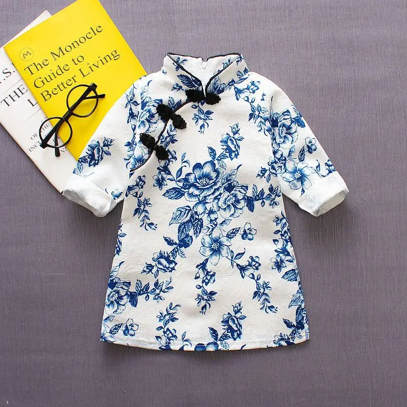 Новые весенние платья для маленьких девочек китайский Ципао подарок на Новый год
