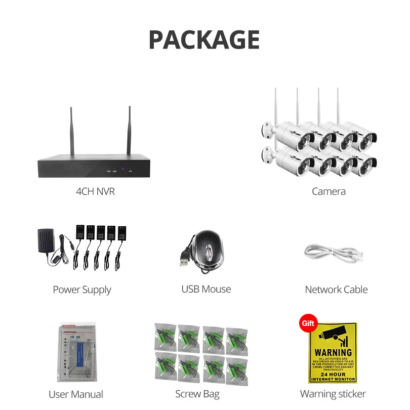 

Wetrans CCTV Security Camera System Wireless NVR Kit 1080P 8CH Home HDD WIFI Video Surveillance Outdoor IP Camera Set Waterproof