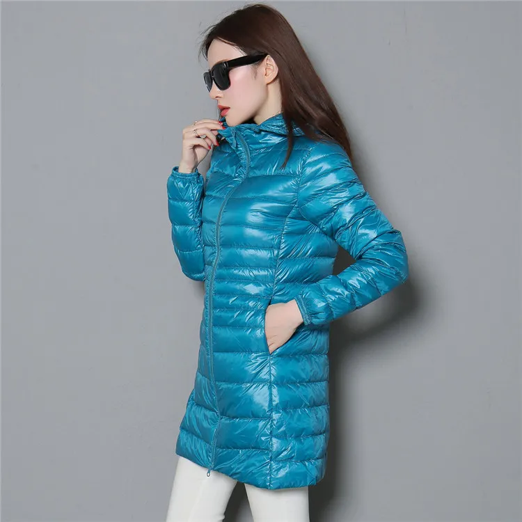 S~ 6XL, новинка, осенне-зимняя женская куртка на утином пуху, тонкая парка, Женское пальто, длинное пальто с капюшоном размера плюс, ультра светильник, верхняя одежда SF038