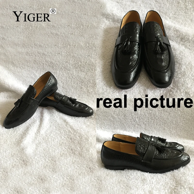 YIGER/Новые мужские лоферы из натуральной кожи большие размеры 38-47 свадебные туфли