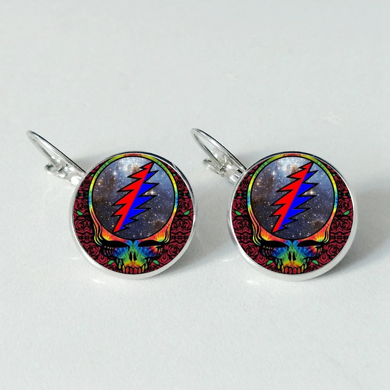 Grateful Dead band серьги выпуклые купольные стеклянные для любителей музыки аксессуары