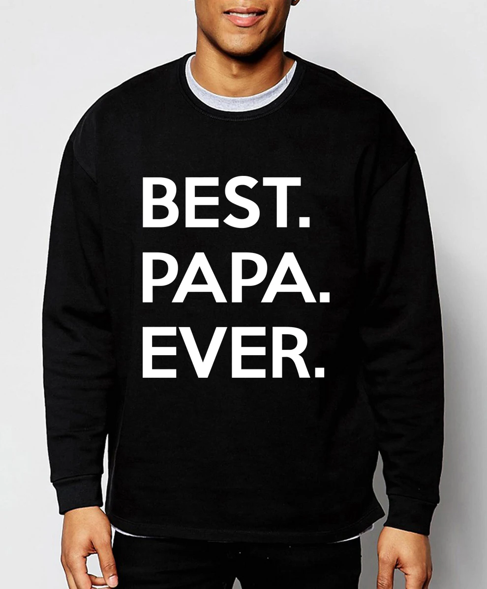 Свитшот мужской флисовый с надписью Best Papa Ever худи в стиле хип-хоп облегающий