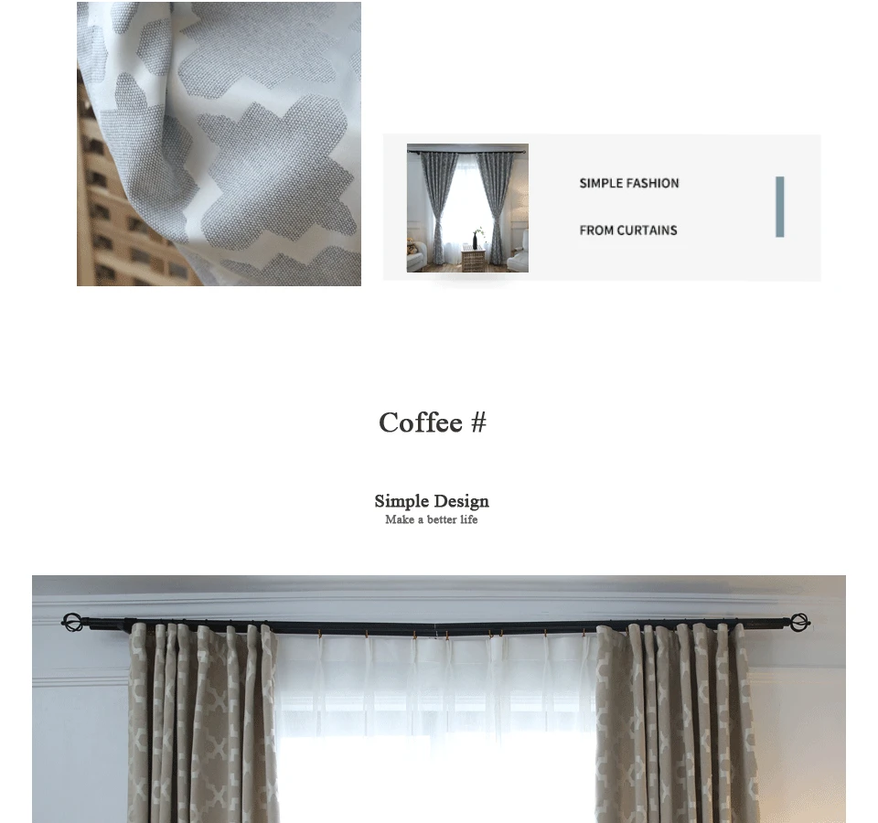MAKEHOME, розовые/серые/кофейные затемненные шторы для спальни, гостиной, кухни, Геометрические жаккардовые льняные шторы, жалюзи, драп