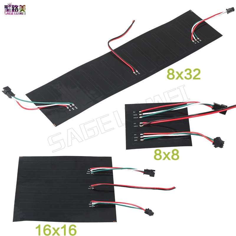 DC5V 8*8/16*16/8*32 см Pixel WS2812B светодиодный полноцветный цифровой гибкий индивидуально адресуемый гибкий RGB дисплей