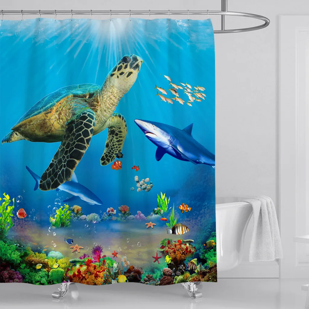 Занавеска для душа Ouneed s Beautiful sea world водонепроницаемая занавеска с милым