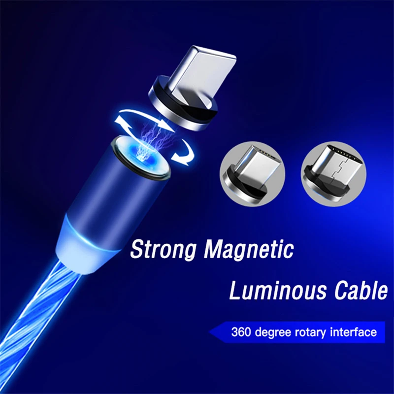 Магнитный usb type-C кабель для мобильных телефонов для iphone samsung светодиодный магнитный быстрое зарядное устройство Micro USB провод быстрое зарядное устройство