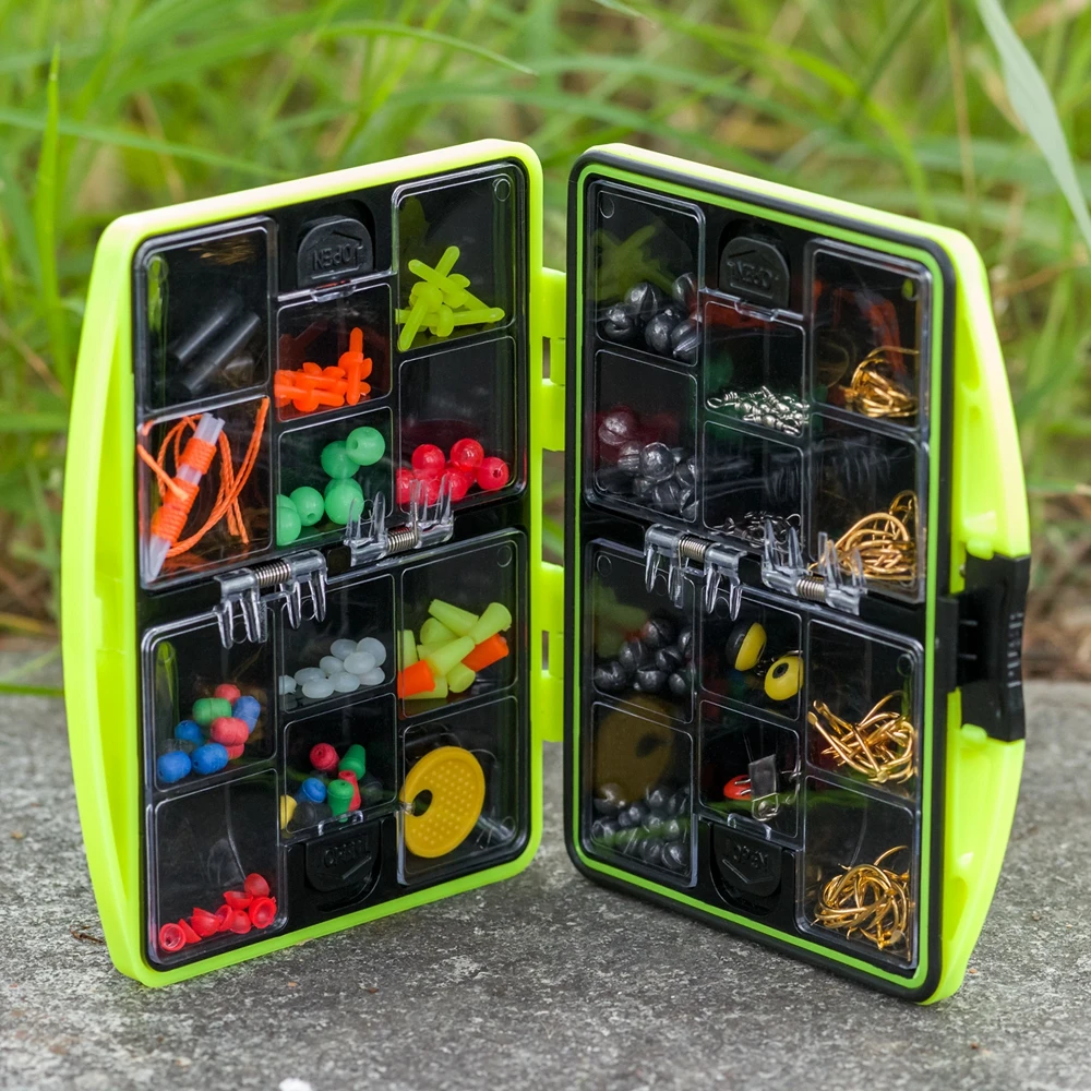 

Goture Fishing Accessories Tackle Box Include Swivels Jig Hook Sinker Floating Beads Clip Lead for Rock/Carp Fishing