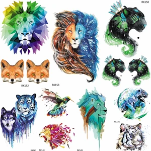 OMMGO Galaxy акварель геометрический Лев Племенной Леопард временная татуировка наклейка для мужчин татуировки боди-арт флэш Поддельные Детские татуировки