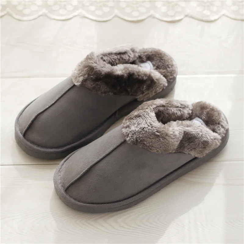 Зимние плюшевые домашние тапочки мужские Нескользящие очень теплые на толстой