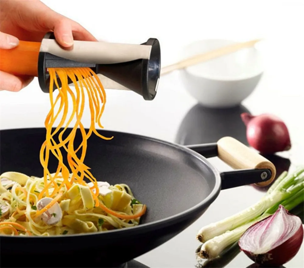 Последние Лучшие продажи 4 лезвия Овощной спиральный овощерезка кухонный гаджет с чистящей щеткой