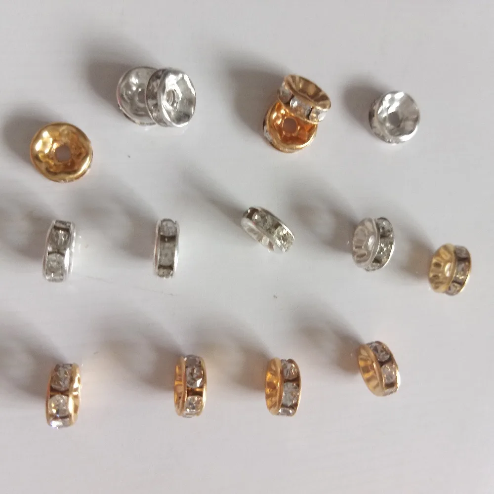 

100pcs 6mm/8mm/10mm Rhinestone Spacer Beads Fit Women DIY Jewelry Making Bracelet Necklace Earrings Beaded Material