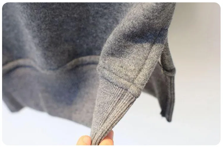 2016 зимнее милое флисовое платье-свитер для девочек повседневное серое платье с