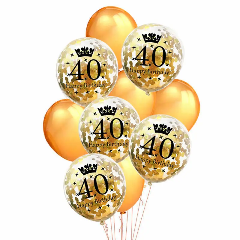 40 gold ZLJQ золото 18/21st/30/40/50/60th баннер «С Днем Рождения» латекс конфетти воздушные шары День рождения украшения товары для взрослых 8 - Цвет: 40 gold