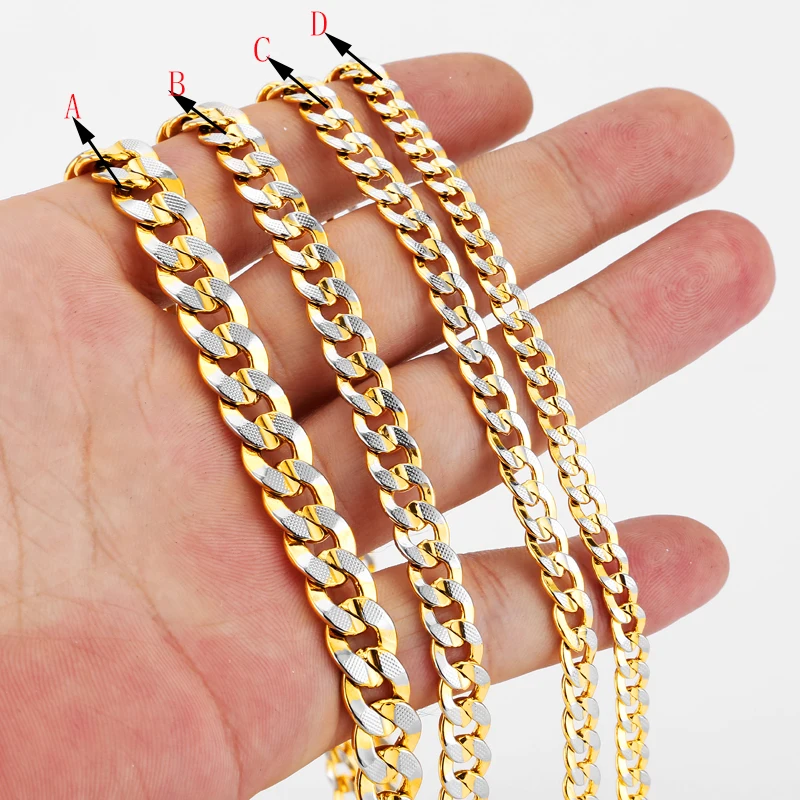 Большое панцирное ожерелье из кубинской цепи для байкеров двухцветная цепь