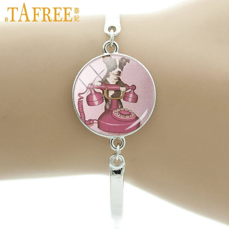 TAFREE Симпатичный Браслет собака на розовом телефоне Милая мультяшная животная
