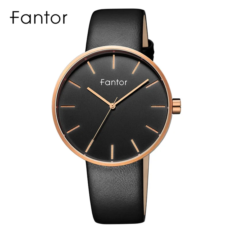 Fantor повседневные Брендовые мужские кварцевые наручные часы с кожаным ремешком