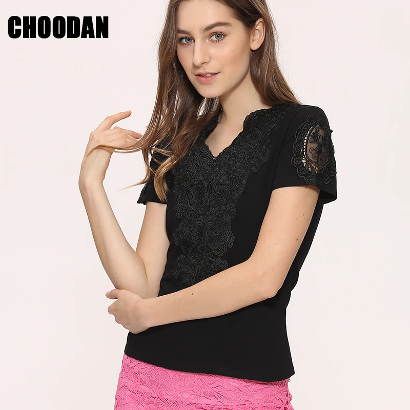 Женская кружевная блузка Blusa белая из хлопка с кружевом элегантная рубашка