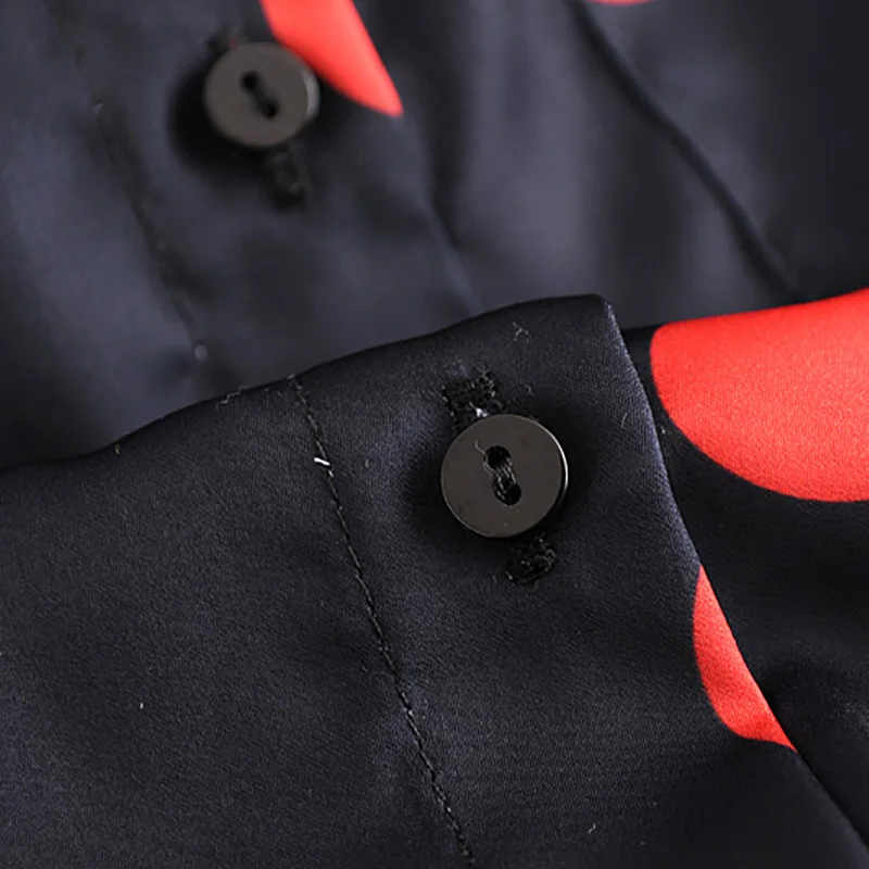 Women Dot Print Long Blouse Pockets Sleeve Turn Down Collar Shirts Female Casual Work Wear Tops FFZSY79 |
