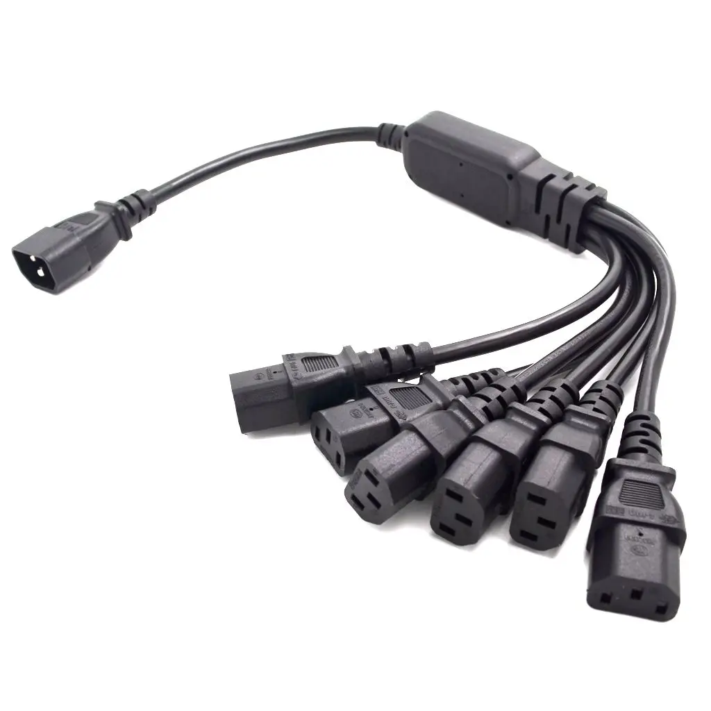 IEC 60320 C14 штекер до 6 способов C13 выход Y Тип сплиттер шнур питания, C14 до C13 6 способов выхода, 60 см длина