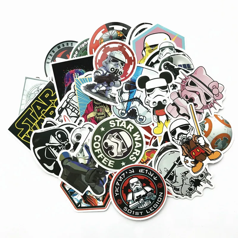 25 шт. чемодан Star Wars Pull Box записная книжка наклейка на компьютер черно-белая