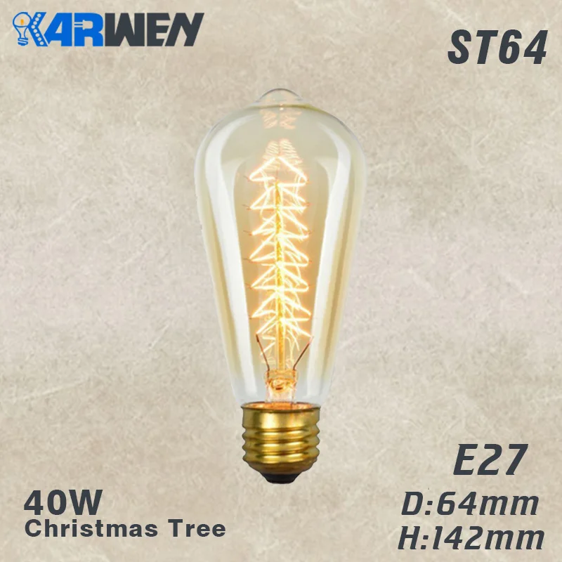 ST64 christmas KARWEN лампа Эдисона лампа ретро лампа накаливания 40 Вт ампула старинная лампа E27 220 В для декора лампа накаливания подвесные светильники - Цвет: ST64 christmas