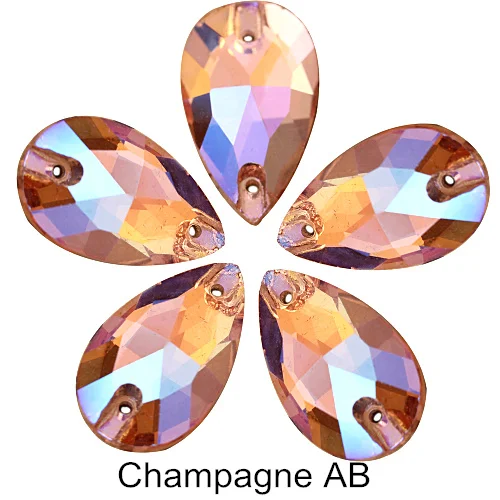 Champagne ab Красочные каплевидные Хрустальные стеклянные пришивные стразы с плоской задней стороной красные AB пришивные камни каплевидные Стразы для шитья одежды Y1250 - Цвет: Champagne ab