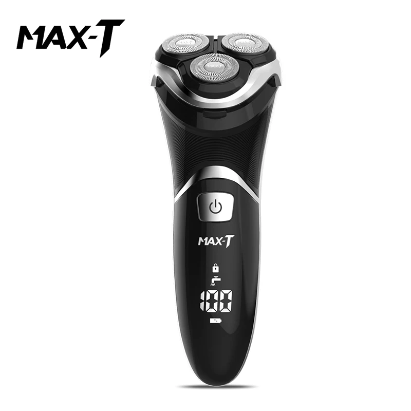 black MAX-T RMS8101 электробритва уход за лицом моющийся USB кабель перезаряжаемый тройное лезвие 3D бритвы Электрический станок для бритья бороды - Цвет: black